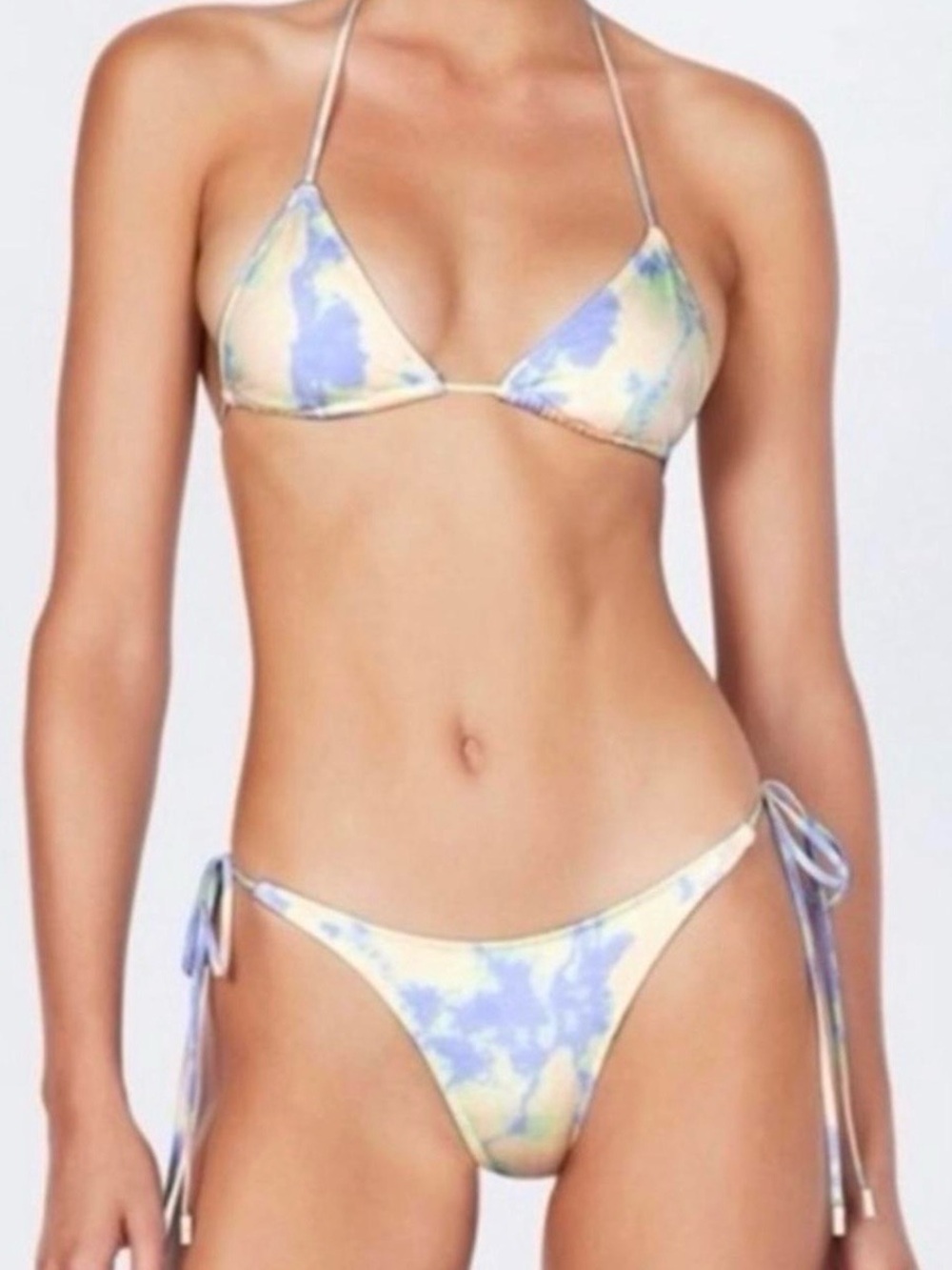 triangl swimwear Pastel Tie-Dye Triangle Bikini in Blue, Cream & Yellow